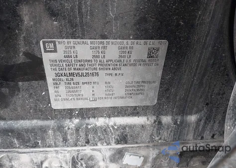 2018 GMC Terrain Sle из США, поврежденный, VIN 3GKALMEV5JL251676